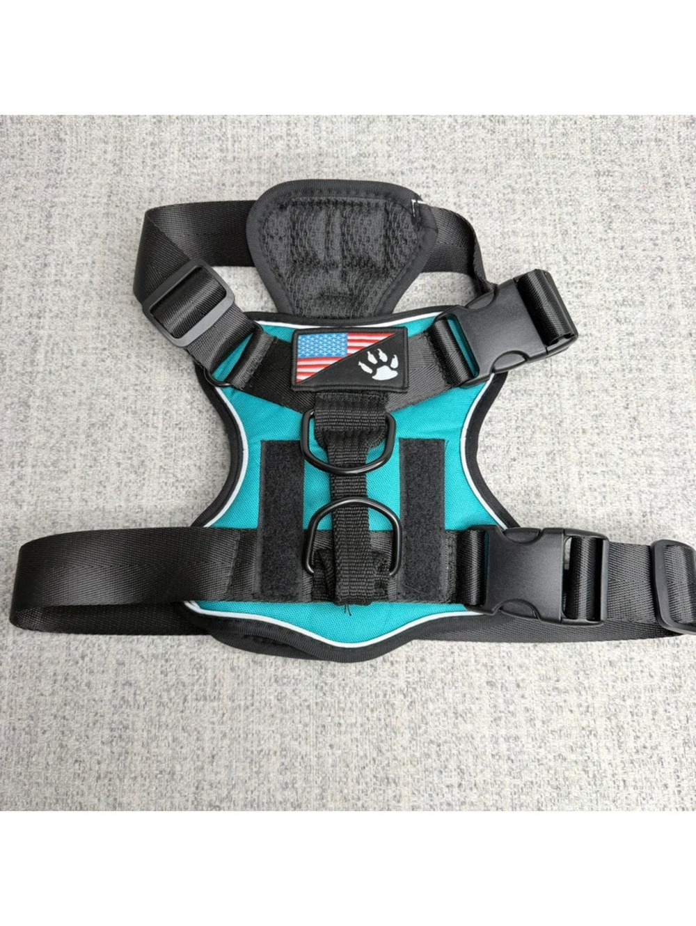 Medium Service Dog Tactical Harness Teal Removable Patches Reflective No Pull